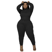 Load image into Gallery viewer, Plus Size Women&#39;s Clothing L-5XL Solid Color Turtleneck Two Piece Set Oversize Long Sleeve Casual Outfits Elastic Matching Sets
