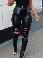 Load image into Gallery viewer, Sexy High Waist Tunic Faux Leather Pants with Belt
