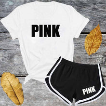 Load image into Gallery viewer, Cute Pink Letter T shirts and Shorts
