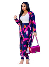 Load image into Gallery viewer, Summer 2 Piece Set Cardigan Long Trench Tops And Bodycon Pant Suit
