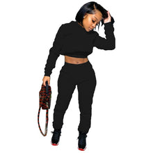 Load image into Gallery viewer, Two Piece Fall  Tracksuit Crop Hoodies Jogger
