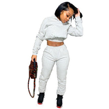 Load image into Gallery viewer, Two Piece Fall  Tracksuit Crop Hoodies Jogger
