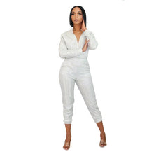 Load image into Gallery viewer, Two Piece Set Glitter Sequin Women Reflective Tracksuit
