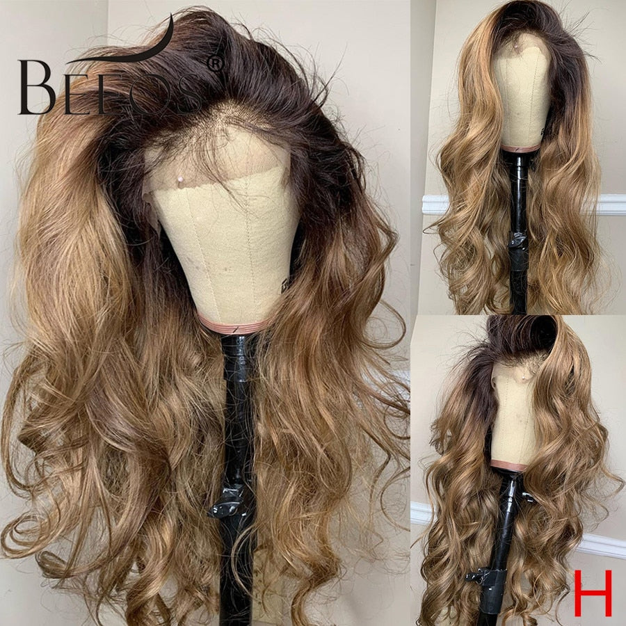 Ombre Honey Blonde 180% 360 Lace Front Human Hair Wig