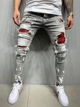 Load image into Gallery viewer, Men&#39;s Quilted Embroidered Skinny Jeans
