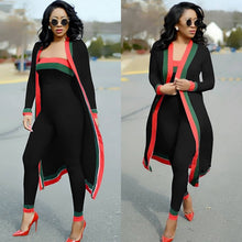 Load image into Gallery viewer, Three Piece Set Female Crop Top Pants Maxi Cloak
