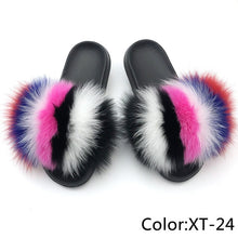 Load image into Gallery viewer, Real Fox Fur Slides
