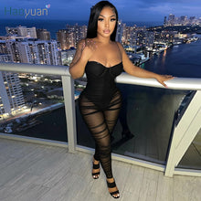 Load image into Gallery viewer, Sexy Black Mesh Sheer Bodycon Jumpsuit 2021
