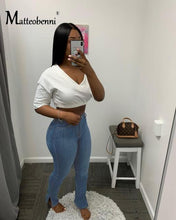 Load image into Gallery viewer, 2021 New Fashion Lady Denim Pants Women Retro Solid Sexy Jeans Ripped Split Pencil Trousers Street Skinny High Waist Lady Pants
