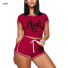 Load image into Gallery viewer, Pink Short Set Crop Top
