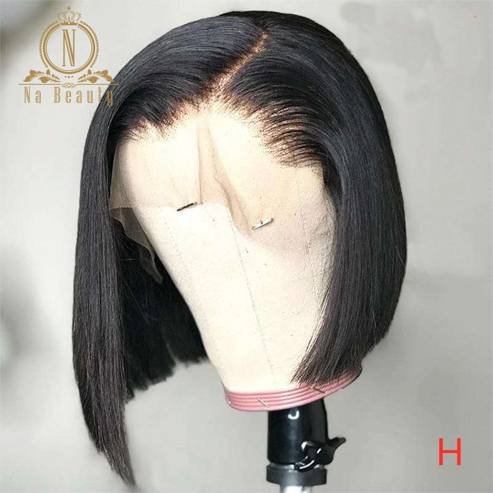 Transparent 360 Lace Frontal Short Human Hair Wigs Straight Bob