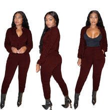Load image into Gallery viewer, Fall Solid Plus Size Two Piece Set for Women
