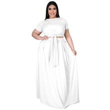 Load image into Gallery viewer, XL-5XL summer elegant solid cross Bandage skirt and short set
