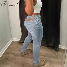 Load image into Gallery viewer, Simenual Cut Out Tight Zipper Pencil Jeans

