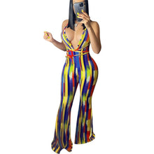 Load image into Gallery viewer, Halter Backless Striped Jumpsuit
