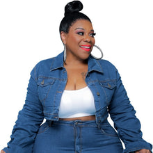 Load image into Gallery viewer, Plus Size  Two Piece  Denim Coat and Jeans Stacked Pant
