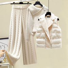 Load image into Gallery viewer, 3 Piece Set Women Pullover Sweater + Wide Leg Pants +Lamb Wool
