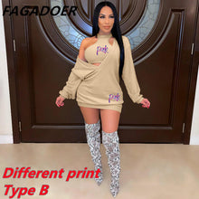 Load image into Gallery viewer, Two Piece Casual PINK Letter Print Matching Outfits 2022
